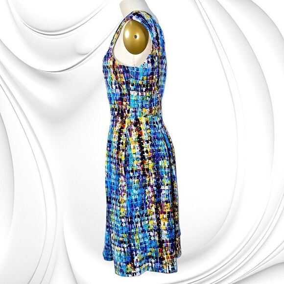 Ellen Tracy multi-color blocks sleeveless princess dress - Picture 4 of 7